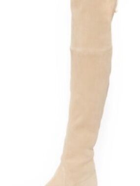 Stuart Weitzman Lowland Over-the-Knee Suede Boots in Light Taupe